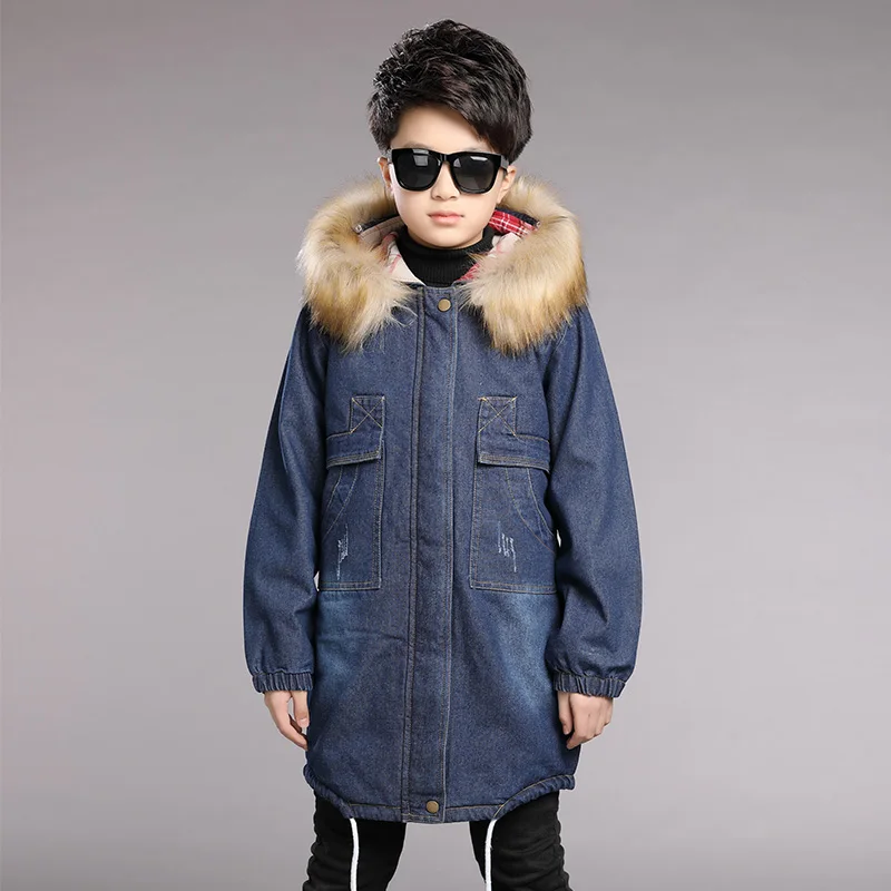 От 6 до 15 лет куртка для маленьких мальчиков зимние куртки малышей джинсовое