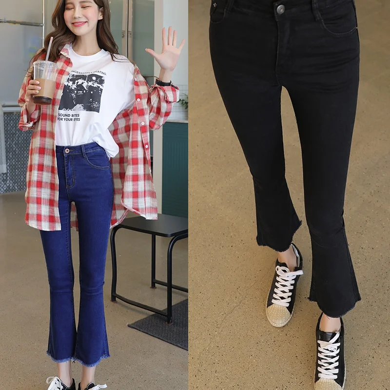 Женские винтажные джинсы с низкой талией эластичные расклешенные в стиле ретро