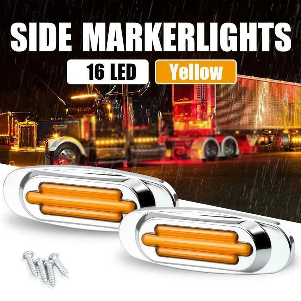 

4pcs Yellow 6" LED Side Marker Turn Signal Light Indicator Truck Boat Trailer Tractors RV Clearance Light Rear Tail Lights