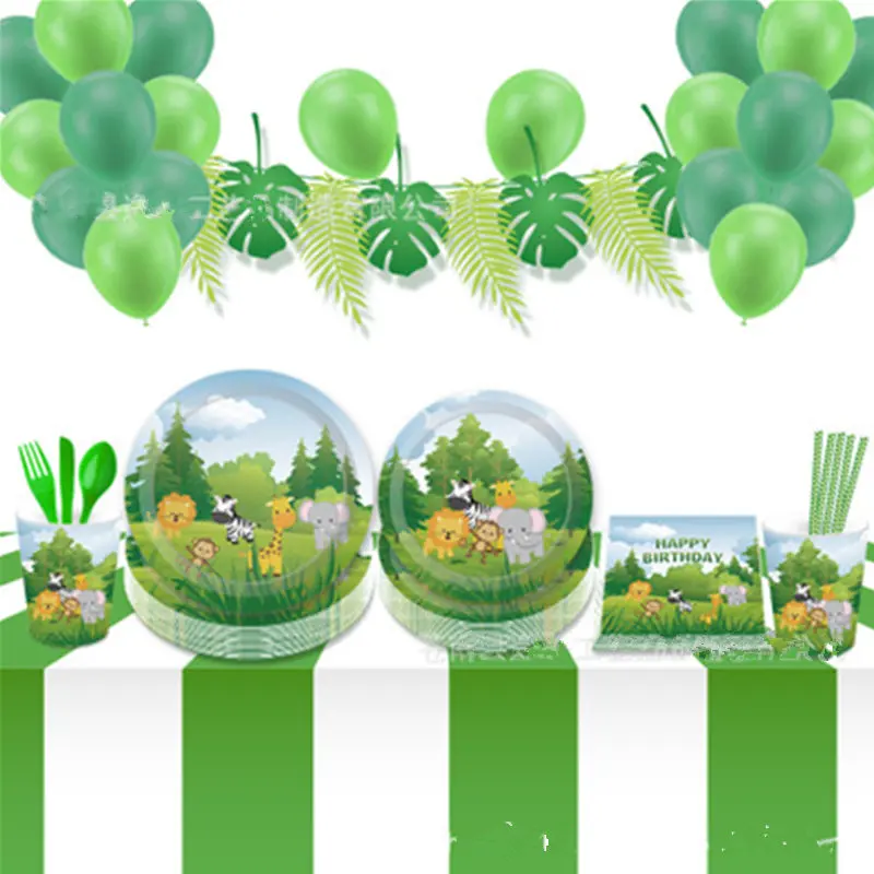 Детское украшение на день рождения Экологичная бумага для джунглей одноразовая