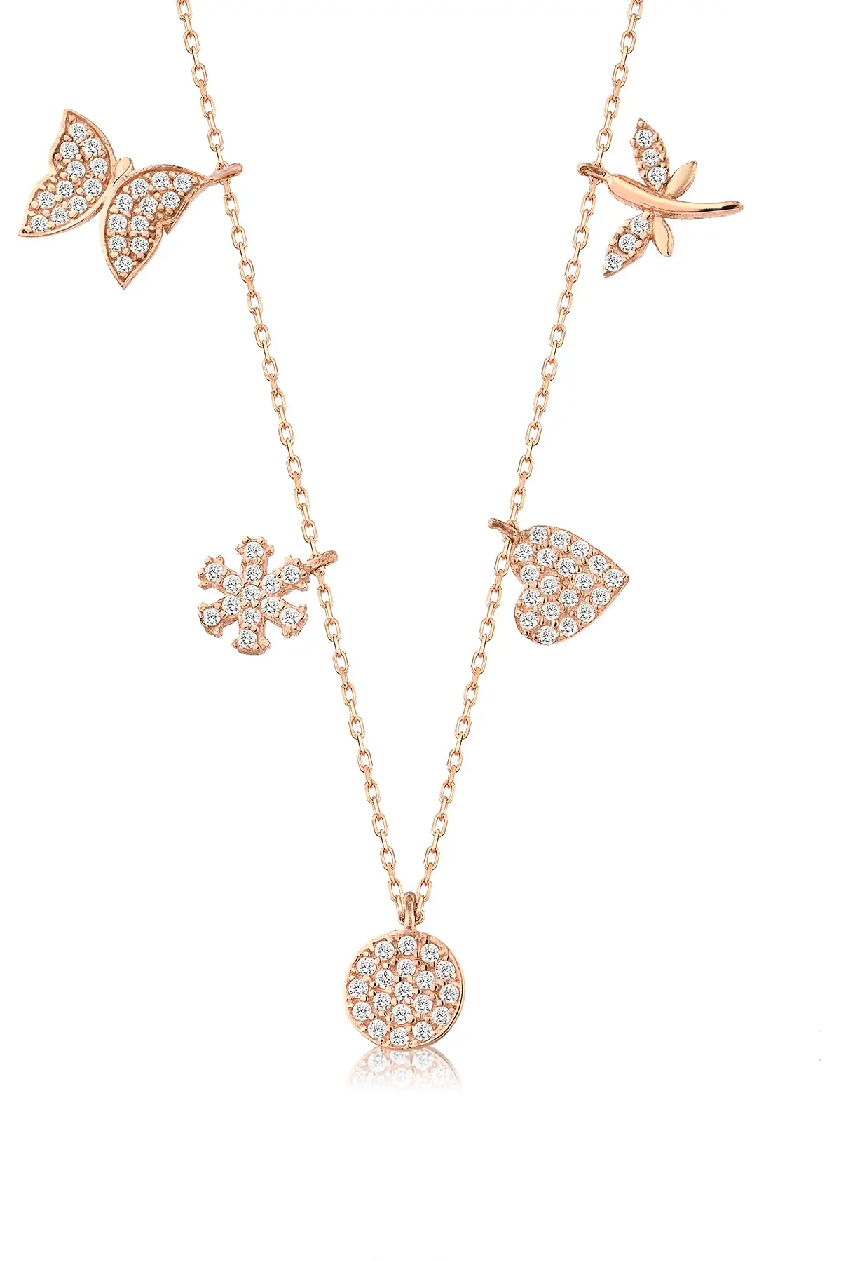 

Women's 925 Luck Necklace Gold Color Butterfly Heart Snowflake