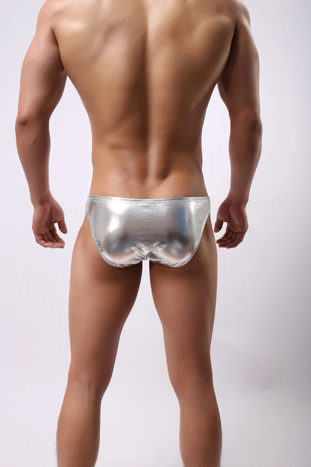 Мужское нижнее белье сексуальные облегающие трусы из искусственной кожи