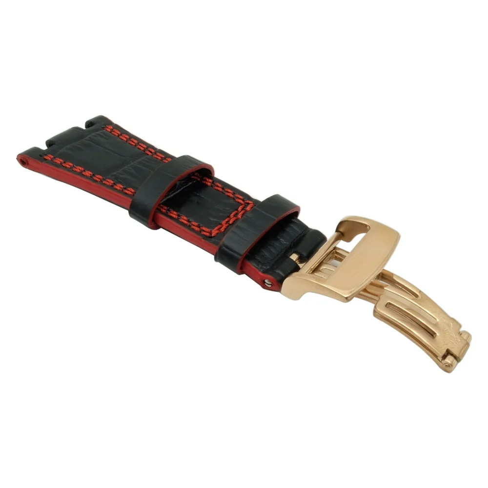 watch band For AP straps 28mm black brown red 100% Genuine Leather Handmade Watch Band Strap steel deployment buckle WATCHBAND