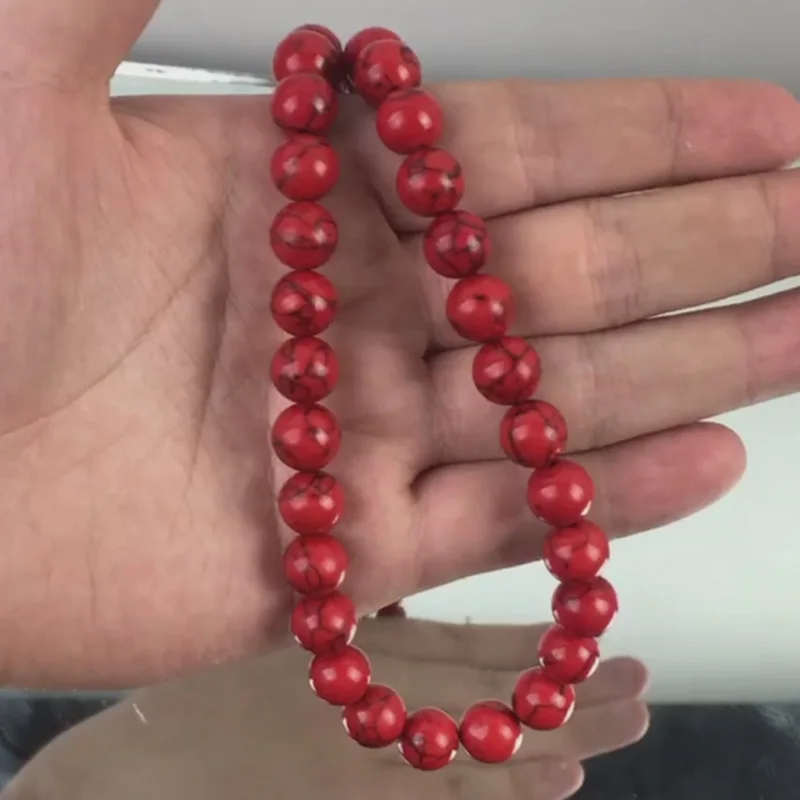 

Red Howlite Shell Turquoises Stone Beads Round Loose Spacer Beads For Jewelry Making DIY Bracelet Accessories 4/6/8/10/12MM