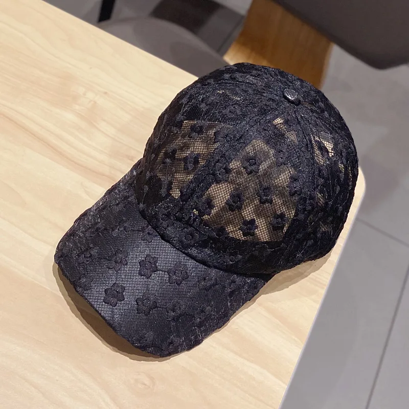 

Lace Baseball Hat Summer Sunscreen Hollow Breathable Thin Flower Cap For Women