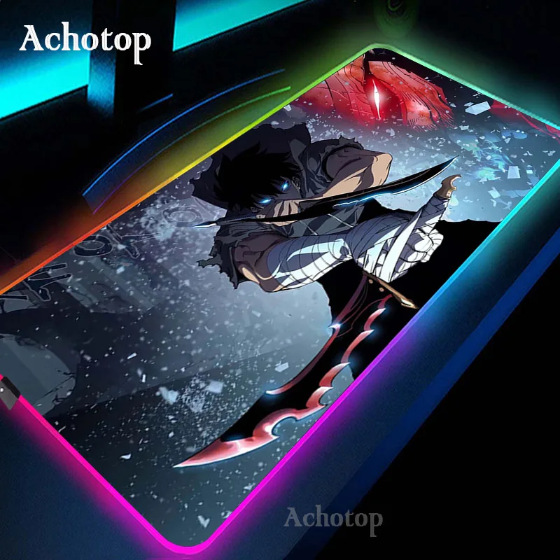 solo leveling top quality gaming player desk laptop rubber mouse mat rgb led light large anime mouse pad desk mat with backlit free global shipping