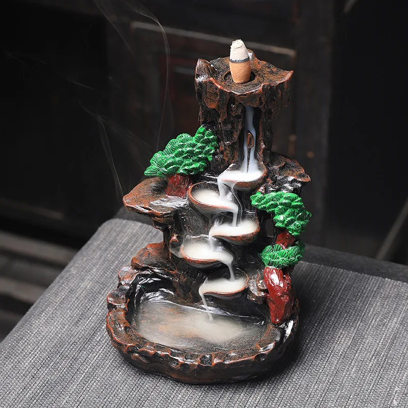 

Creative Ceramic Smoke Reflux Incense Burner Waterfall Reflux Incense Burner Cone Frame Craft Home Office Decoration