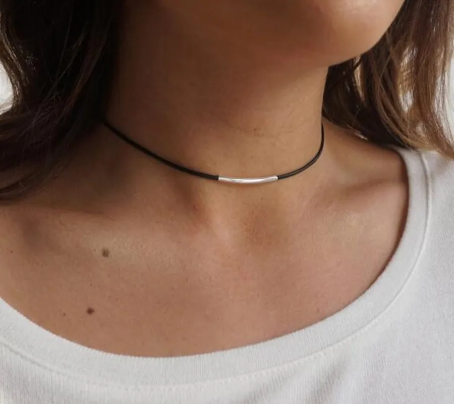 Nx810 Корейская версия модный простой черный кожаный шнур вощеная нить сплав