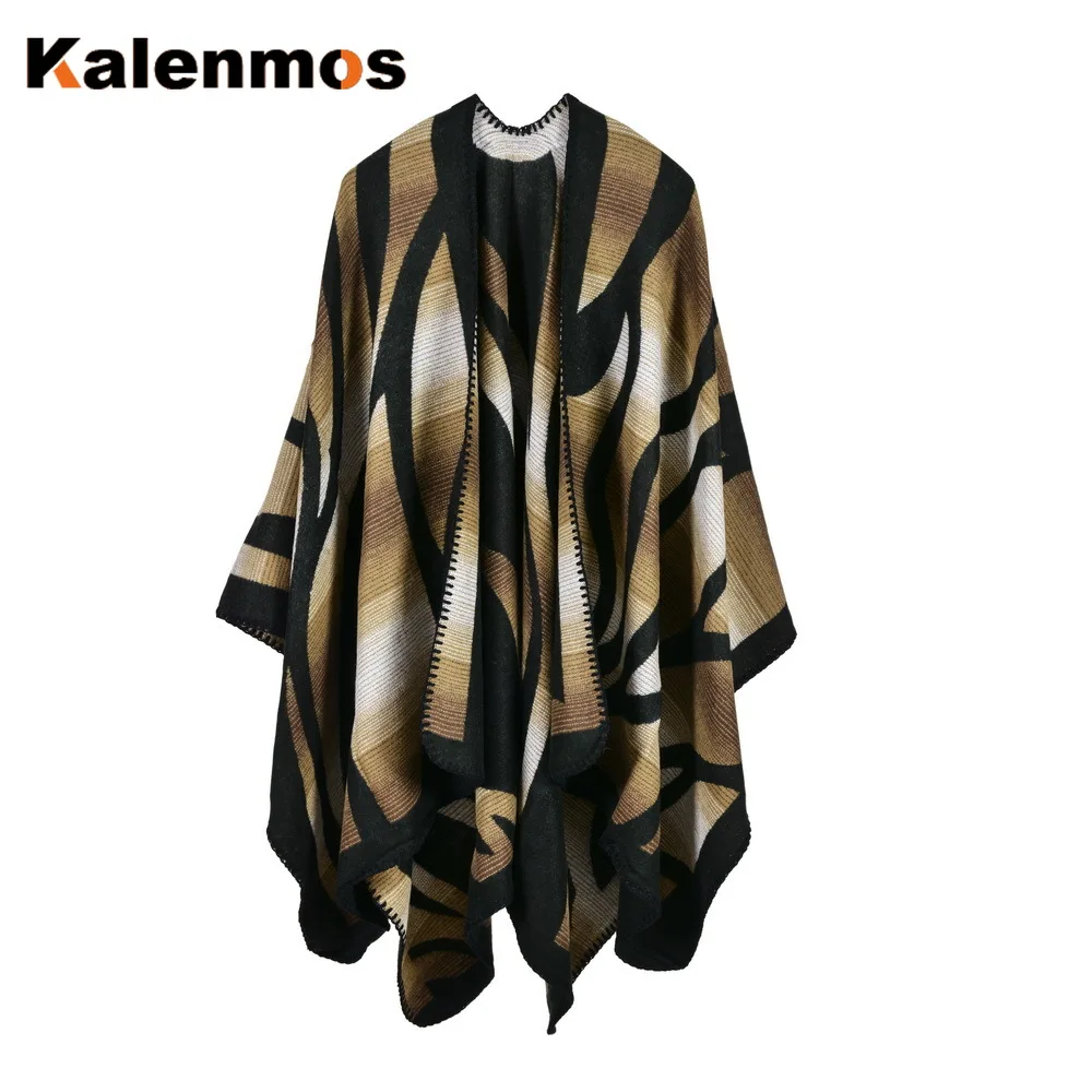 Плащ-пончо шарф Женская Геометрическая искусственная кашемировая накидка с