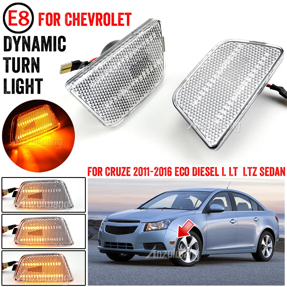 

Светодиодный динамический боковой указатель поворота для Chevrolet Chevy Cruze Diesel Eco L LT LTZ Sedan 4-дверный 2011-2014 2015, 2 шт.