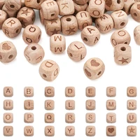98pcsset 26 letter beads diy square alphabet beads large hole natural wooden beads for creative name jewelry making bracelet