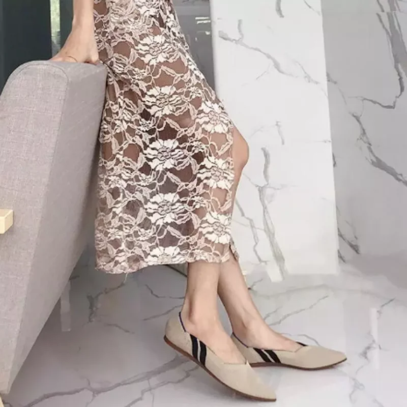 Женские эластичные вязаные Мокасины разных цветов дышащие удобные рабочие туфли