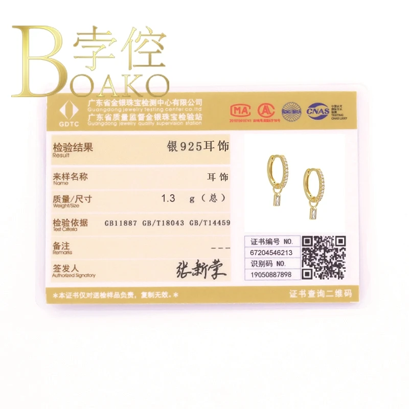 

BOAKO Colored Diamond Earring For Women 925 Silver Earrings 2020 Fashionable Hoop Earring Jewelry Zircon Pendiente Brinco Aretes
