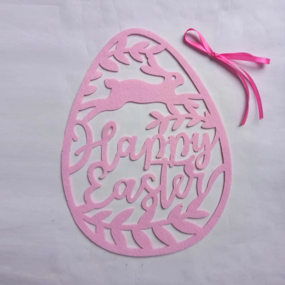 Пасхальный нетканый Розовый яйцо висячий орнамент Войлок Кролик макет сцены