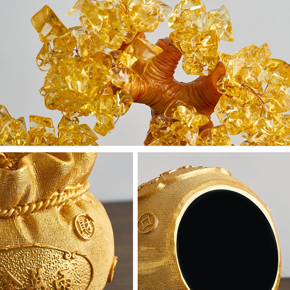 

Resin Golden Lucky Tree Figurine Home Decoration Accessories Office Accessories Modern Living Room Decoration Desk Ornaments