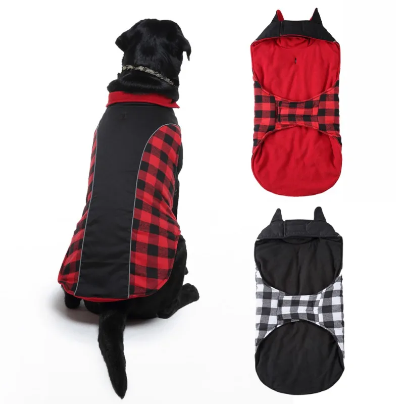 

Buffalo Plaid Dog Jacket Coat Reflective Windproof Winter Outdoor Clothes Cold Weather Vest Apparel For Small Medium Large Dogs