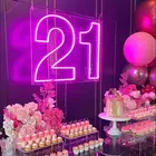Неоновые вывески на день рождения, 21 год, украшение для дома, спальни, офиса, Настенный декор, Свадебная вечеринка, комната, неоновые вывески, светильник