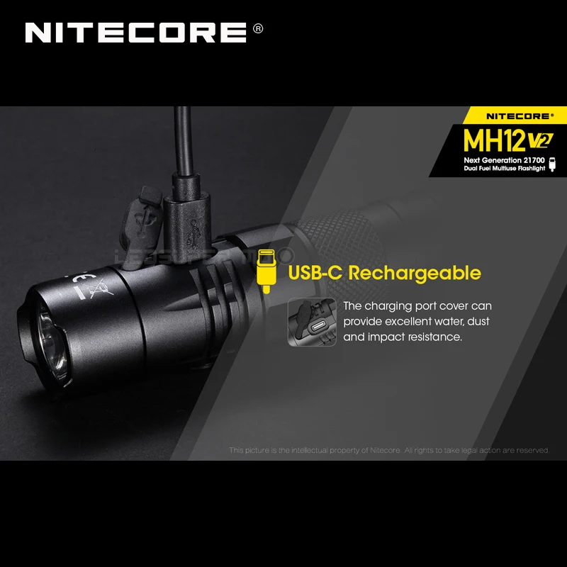 Светодиодный Многофункциональный фонарик NITECORE MH12 V2 CREE XP L2 V6 1200 люмен 21700 с двойным