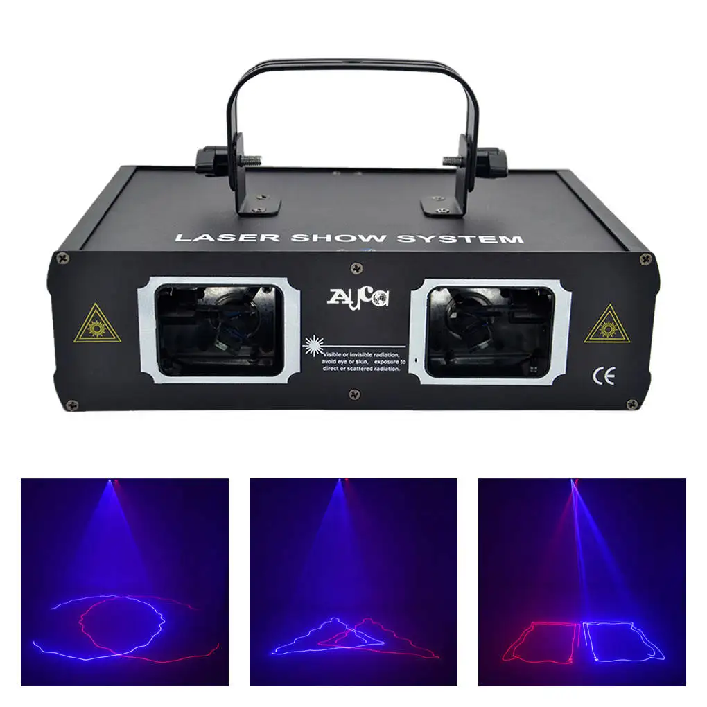 

2 Lens 300mW Red Blue Disco DJ Dance Scan Stage Lightings Show RB Projector Laser DMX Control Party Beam Moving Ray Lazer Light