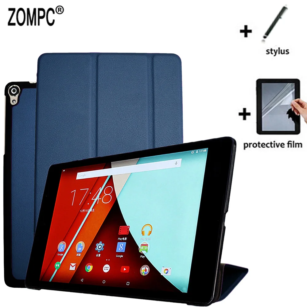 3в1 ультра тонкий роскошный кожаный чехол книжка с подставкой легкий умный + мягкая пленка стилус для Google Nexus 9