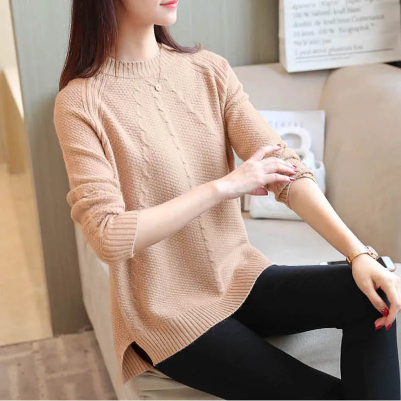

Sueter Feminina Autumn Winter 2021 New Harajuku Women Sweater Women Pullovers Casual Split Hem Korean Knitwear Plus size Jumper