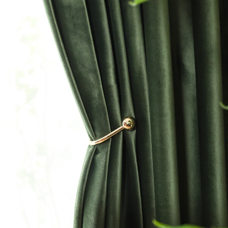 Olive Green Роскошные европейские бархатные занавески s темно-зеленые оконные занавески сплошного цвета затемненные занавески s для спальни и гостиной - Цвет: Olive Green