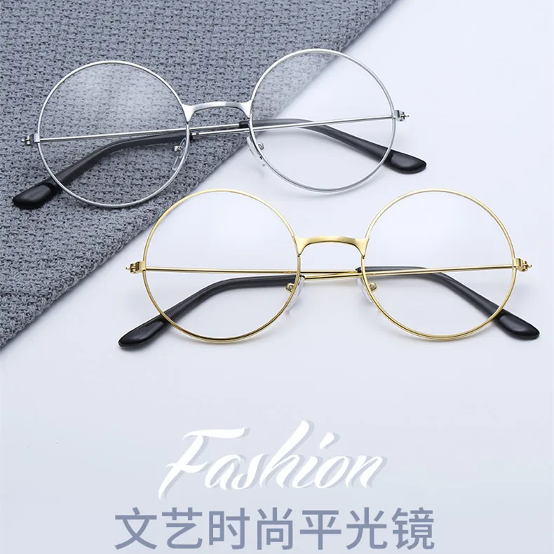 

Unisex High Quality Retro Round Circle Metal Frame Eyeglasses Original Clear Lens Glasses 2 Styles Men