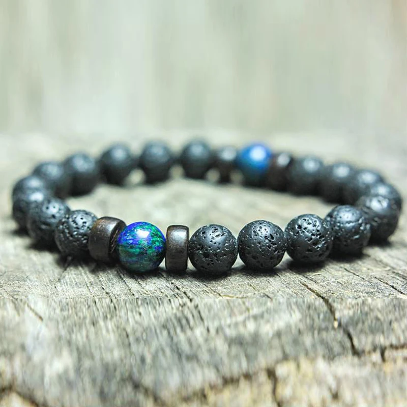Браслеты в виде лавы бисера камня Chram браслет 8 мм Йога вулканический ретро камень