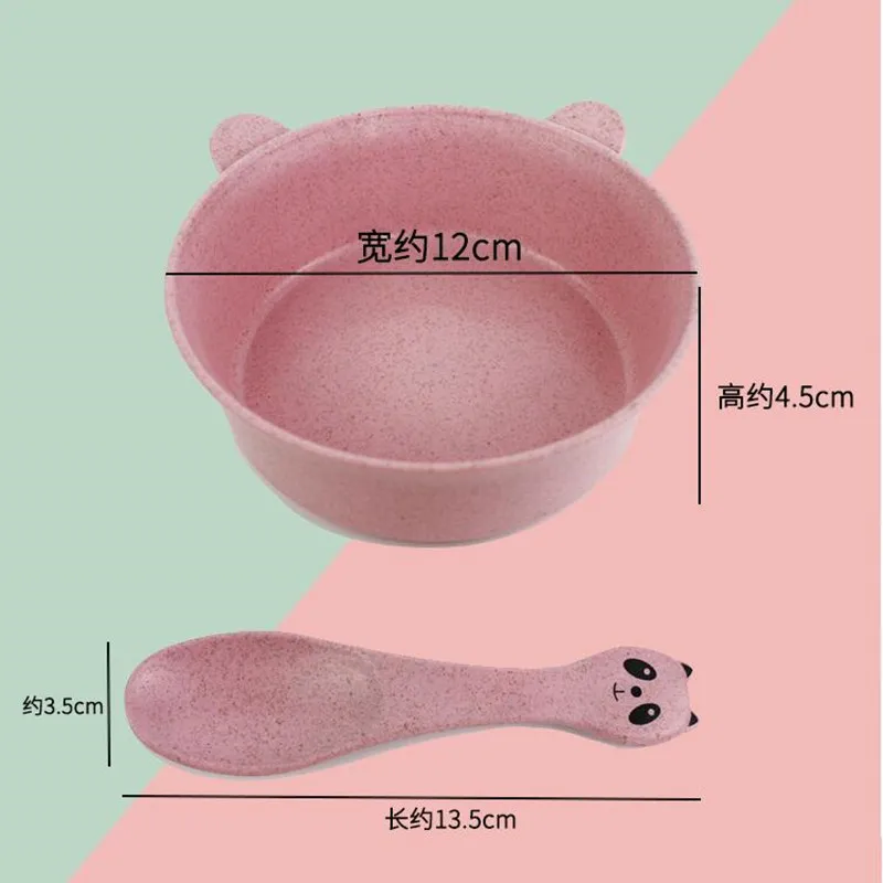 2 шт./компл. набор детской посуды мультяшная панда миска ложка Пшеничная солома