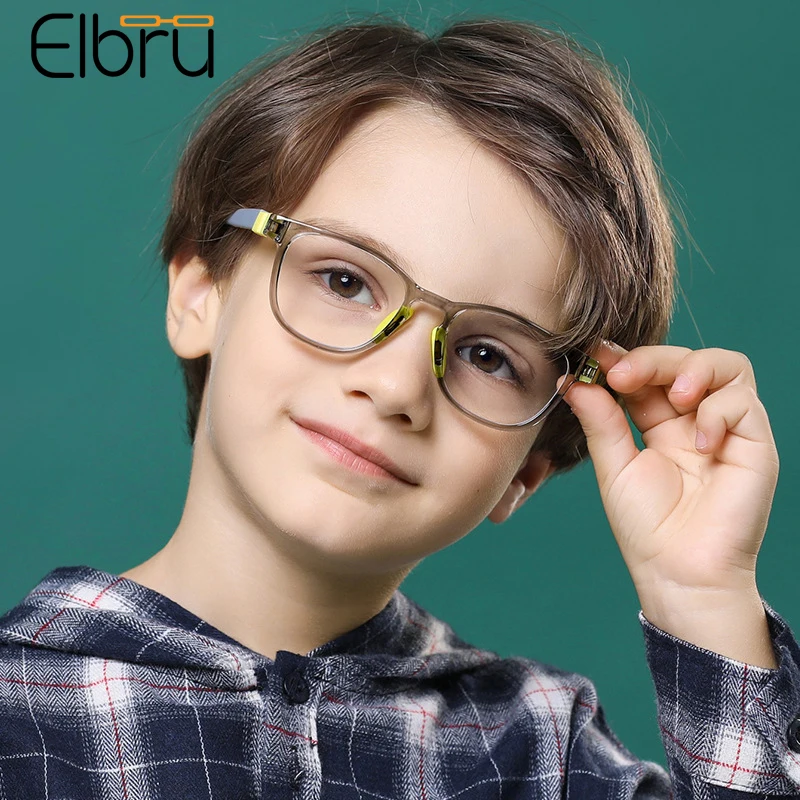 

Elbru Baby Fashion Silicone Anti Blue Ray Glasses Boys Girls TR90 Plain Goggles Children Ultralight Transparent Colorful Eyewear