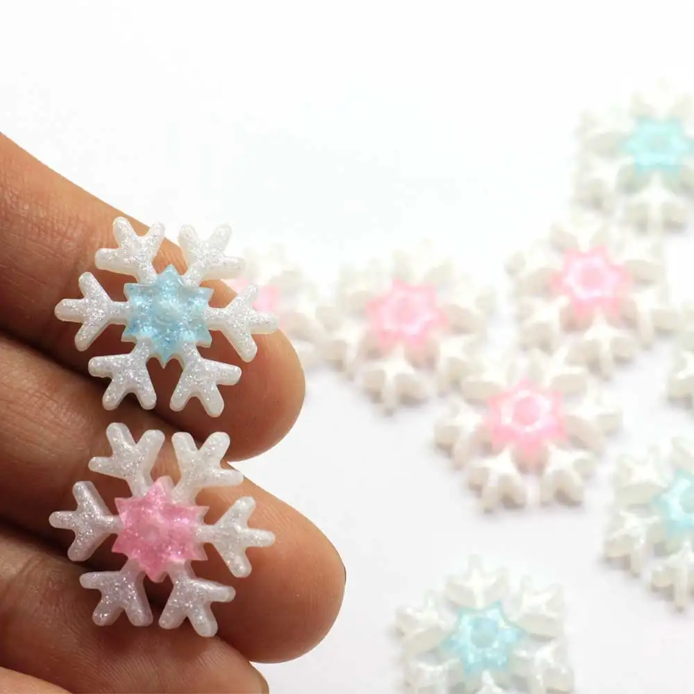 

Assorted 22MM Glitter Snowflake Beads Flatback Resin Christmas Snowflakes Cabochons DIY Hair Bows Crafts Ornaments Dec