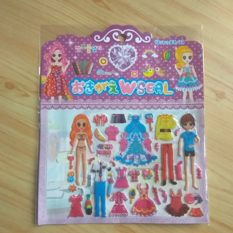 1 лист Дети Девочка одеваются наклейки 3D Пузырьковые для девочек дневник телефон