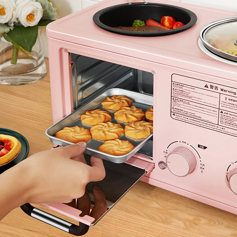 

3 In 1 Breakfast Making Machine Kitchen Toaster Frying Pan Mini Oven Bread Pizza Maker Hot Pot Steamer Boiling Pot Household