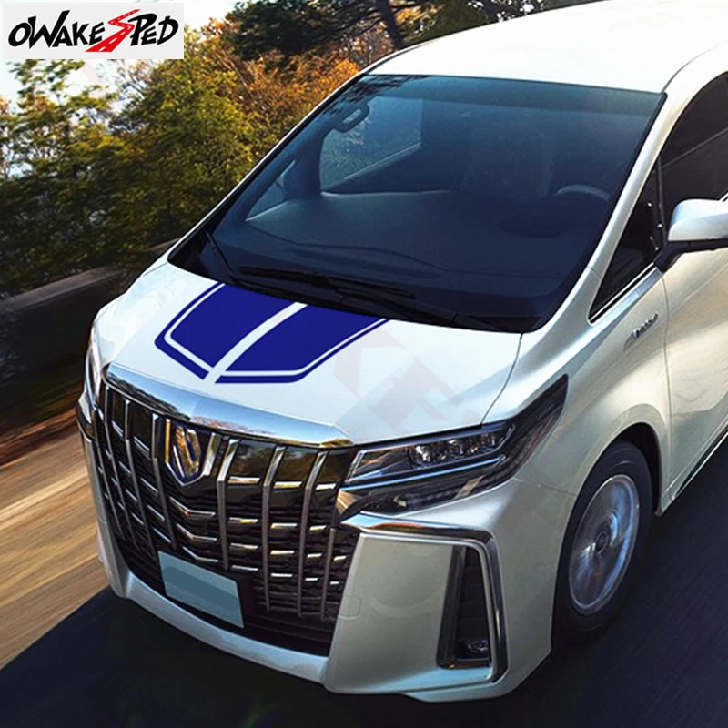 

1set Sport Styling Car Bonnet Stripes Decor Sticker Decal For Toyota Alphard Vellfire Stickers Auto Hood Body Vinyl Decals