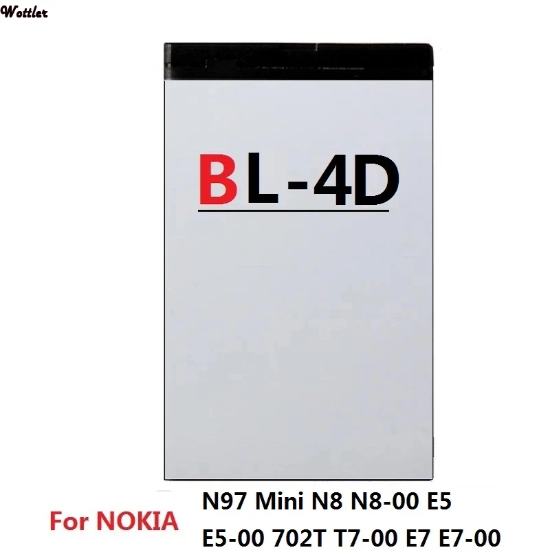 

1PC 3.7V 1200mAh BL-4D BL4D BL 4D Lithium Li-Po Battery For Nokia N97mini N8 E5 E7 808 702T T7-00 N5 N8-00 N803 Phone batteries