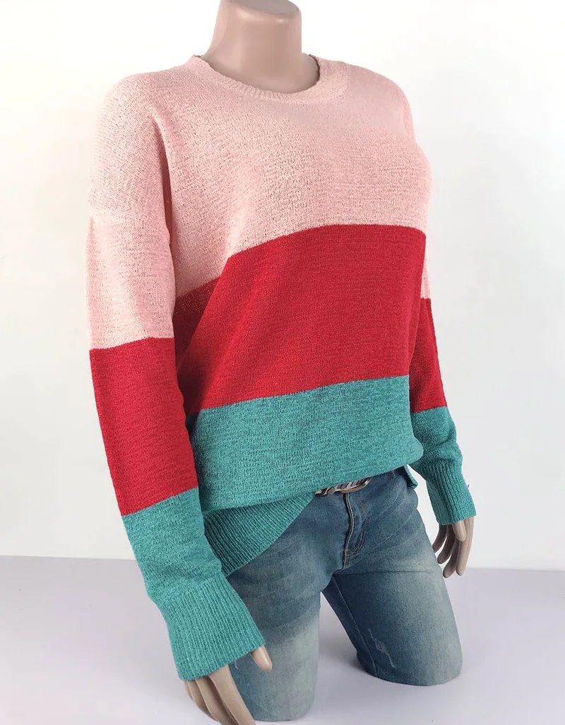 

2020 Autumn Spring Women Sweater and Pullovers Casual Loose Striped O-neck Jumper Basic Ladies Knit Tops Fall Female Clothing