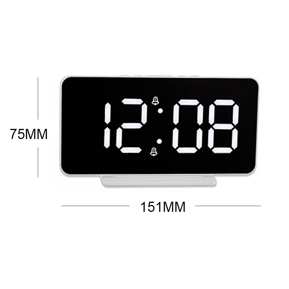 

Led Mirror Digital Clock with Large LCD Temperature Display 3 Level Brightness Adjustable USB Electronic Clock with Backlight