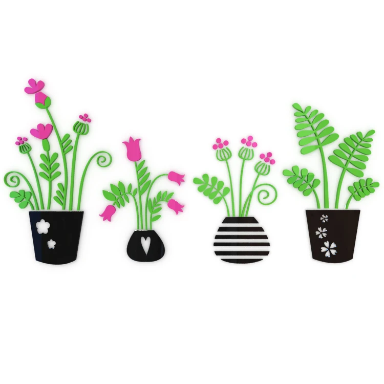 Креативная акриловая настенная 3D наклейка WS70 в горшке с кристаллами для гостиной