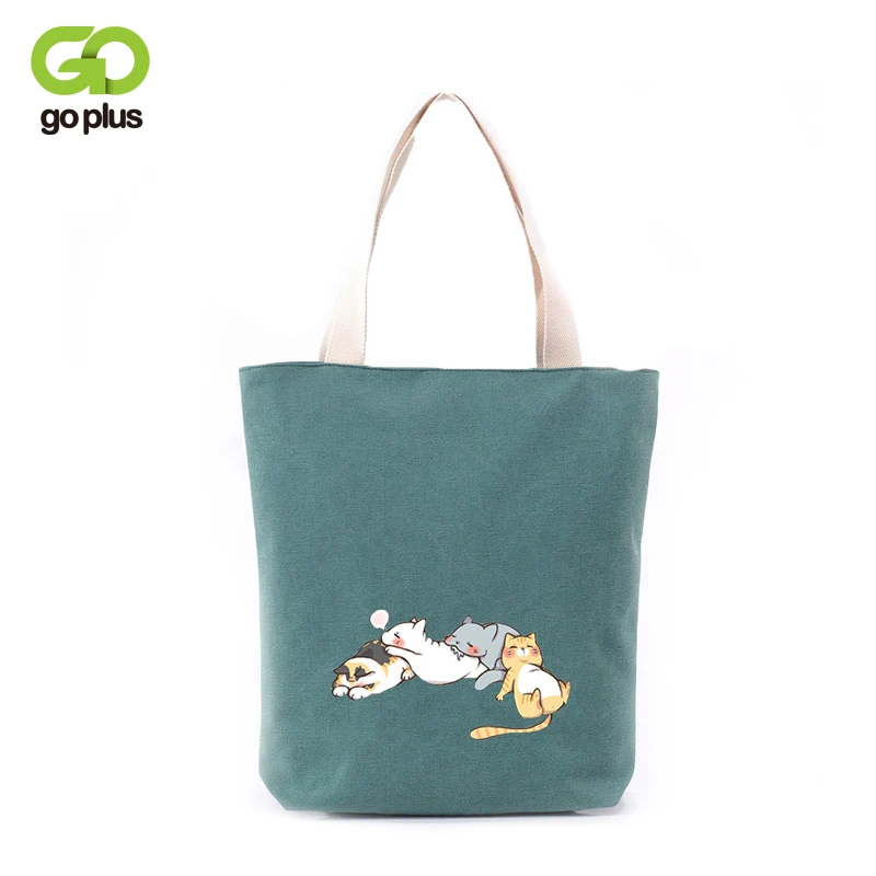 Новинка женская сумка GOPLUS холщовые сумки с мультяшным принтом вместительная на
