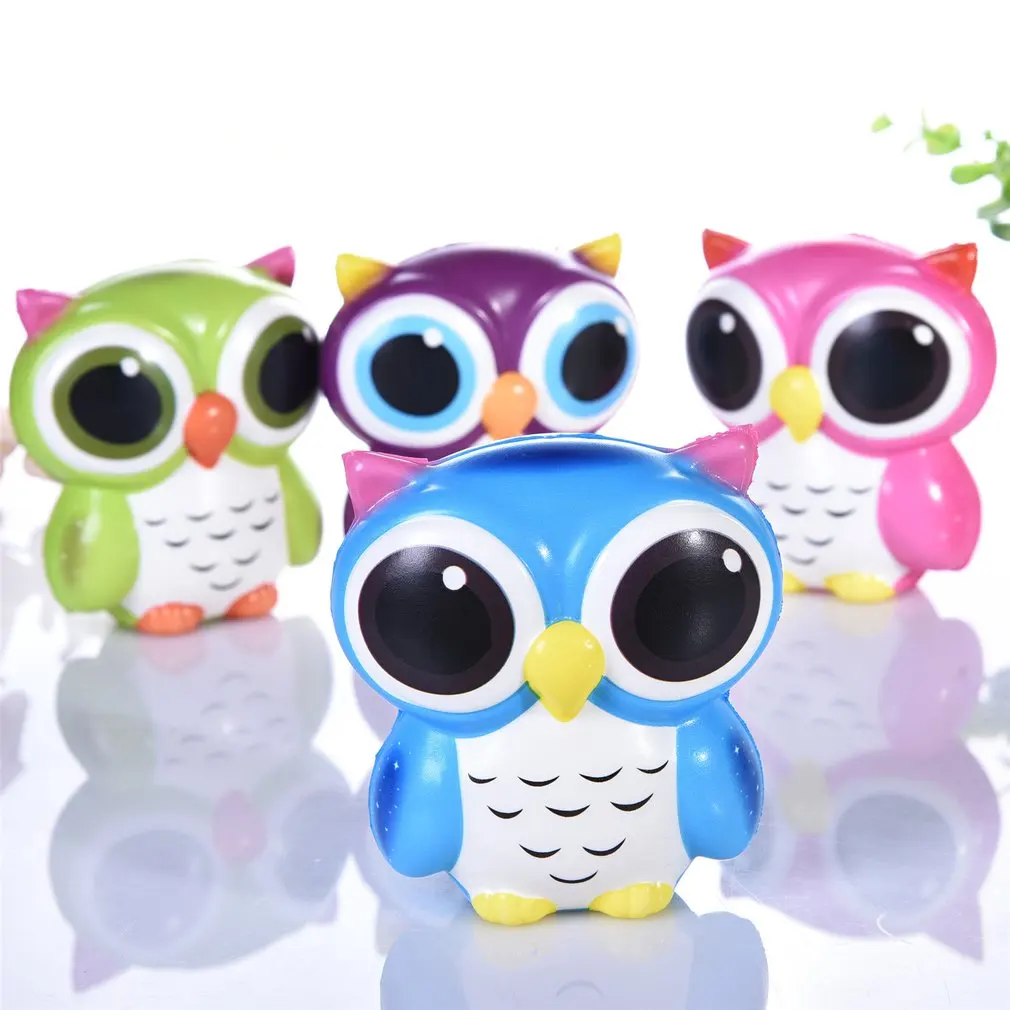 

Kids Cute Simulation Animal PU Squishy Slow Rising Simulation Squeeze Decompression Owl Squeeze Toy for Adult