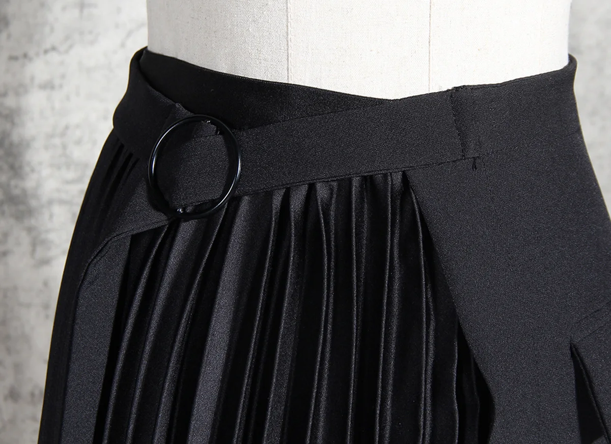 Женская Асимметричная плиссированная юбка Getspring черная длинная составного кроя