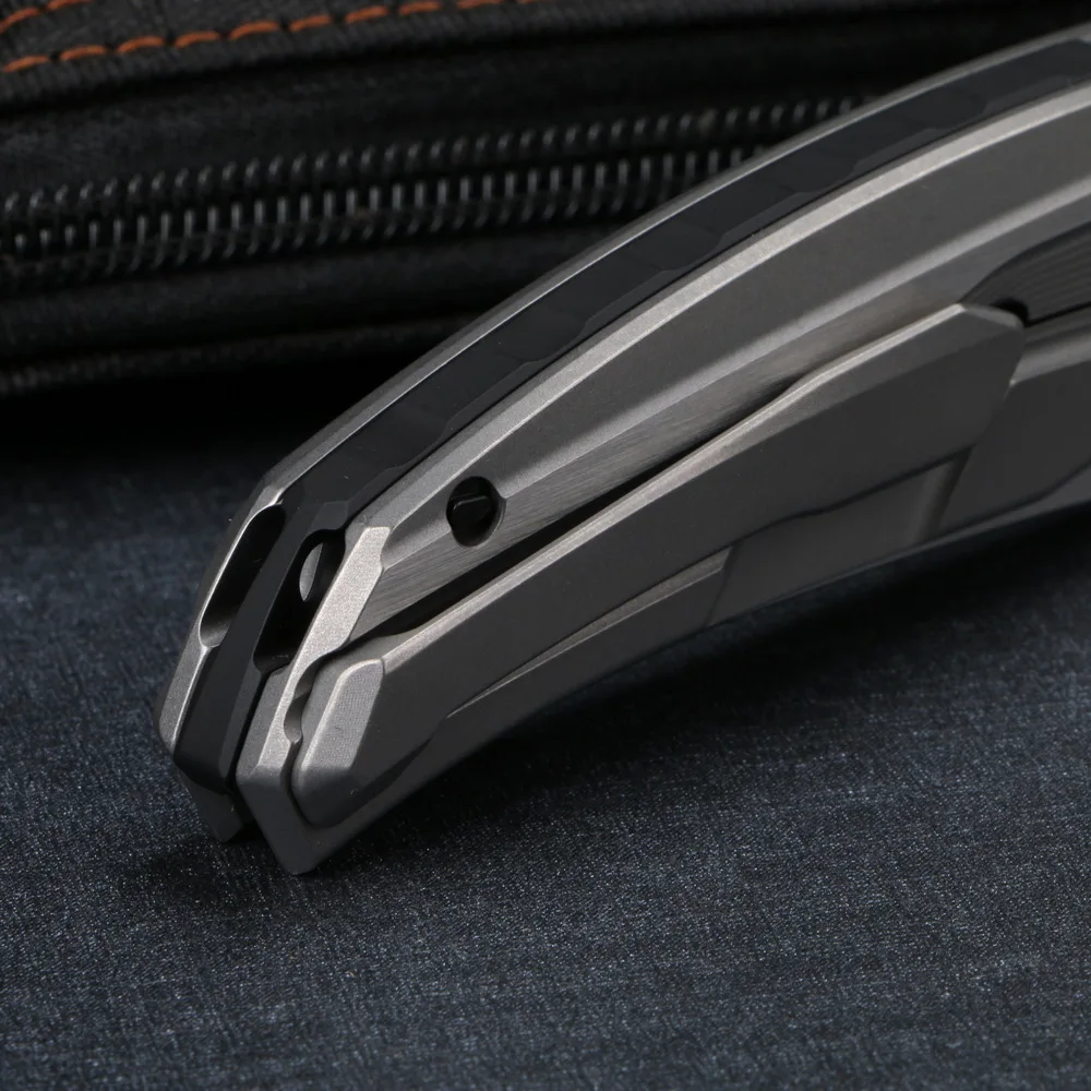 

Green Thorn quantum Flipper D2 blade titanium handle folding knife outdoor camping hunting survive pocket fruit knives EDC tools