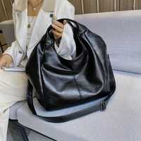 women leather tote hobo bag large handbags for women 2020 big shoulder bags female solid color simple crossbody bags balck sac