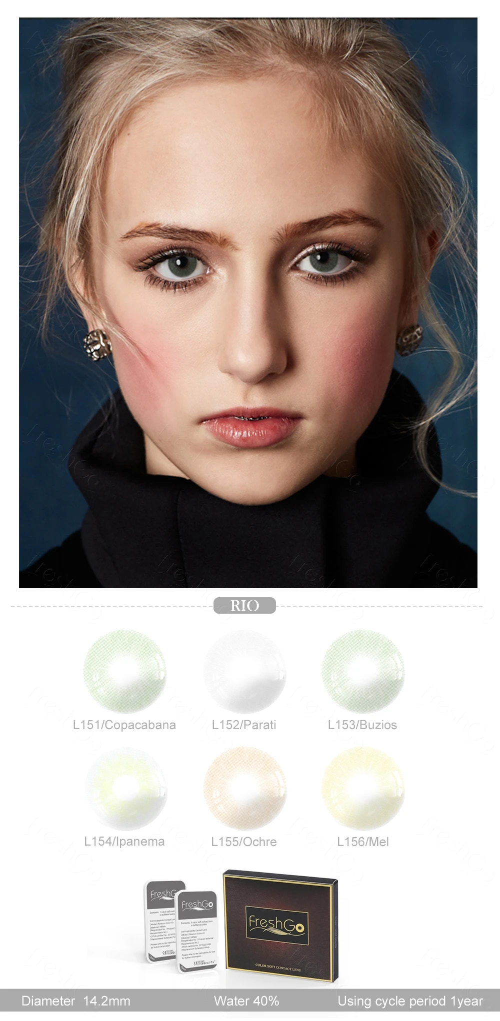 freshgo color contact lenses with degree p 0 00 to p 8 00 myopia prescription lenses diopter colored contact lenses for eyes free global shipping