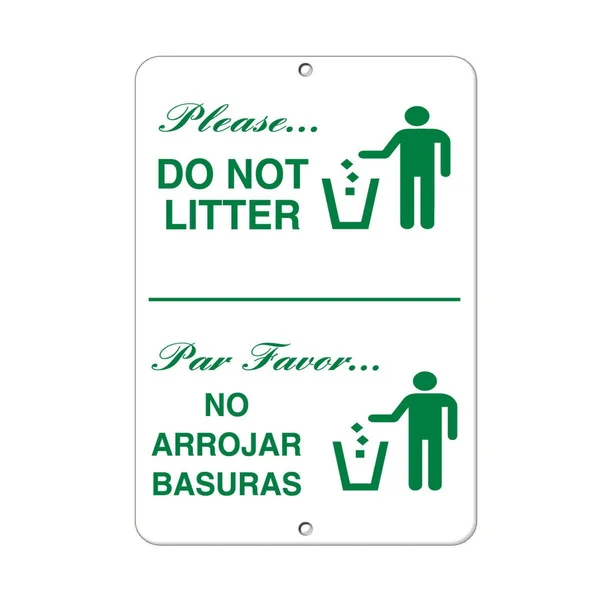 

Please Do Not Litter Por Favor No Arrojar Basuras Aluminum Metal Sign 8x12 inches