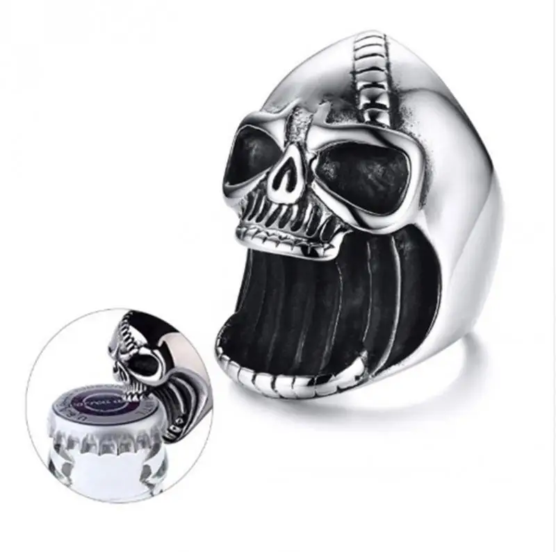 

Trendy Creative Design Multifunctional Metal Skull Corkscrew Ring Men's Gothic Rock Party Jewelry