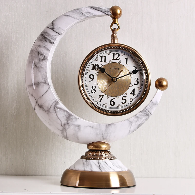 

LUXURY EUROPEAN STYLE TABLE CLOCK SILENT ART VINTAGE LIVING ROOM CREATIVE DESKTOP DESK CLOCK ANTIQUE HOME DECOR CRAFTS DA60ZZ