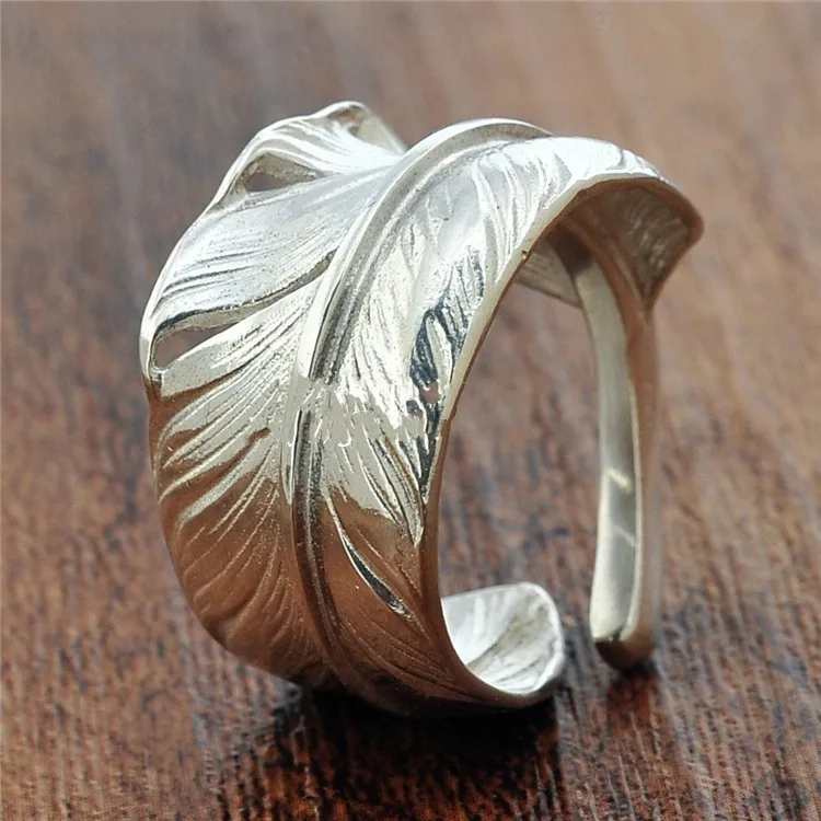 Оригинальная копия мужских и женских колец из серебра 925 пробы кольцо с перьями