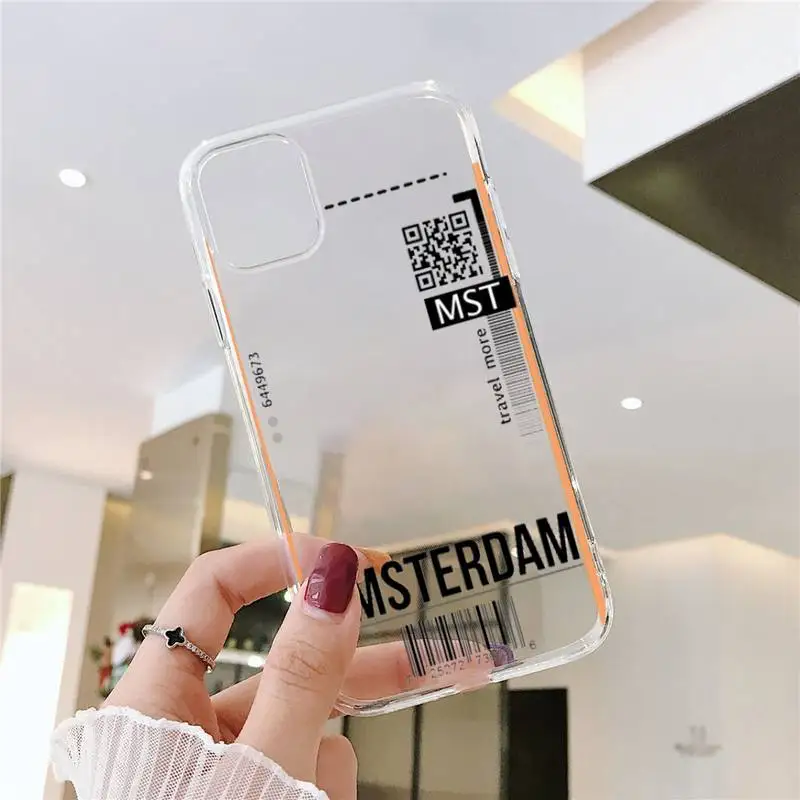 

Air ticket Phone Case Transparent for iPhone 6 7 8 11 12 s mini pro X XS XR MAX Plus SE cover funda Soft Silicone