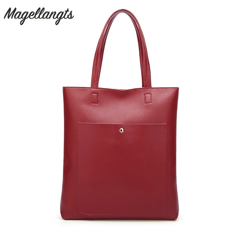 Сумка-тоут женская из экокожи однотонный саквояж на плечо повседневный